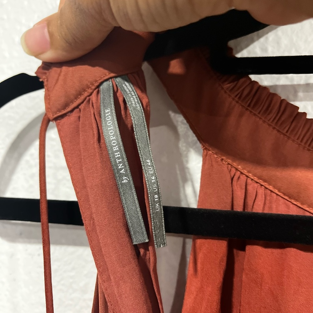 Anthropologie Tiered Halter Dress Pleated Ruffled Smocked Waist Size 14 - Picture 4 of 8